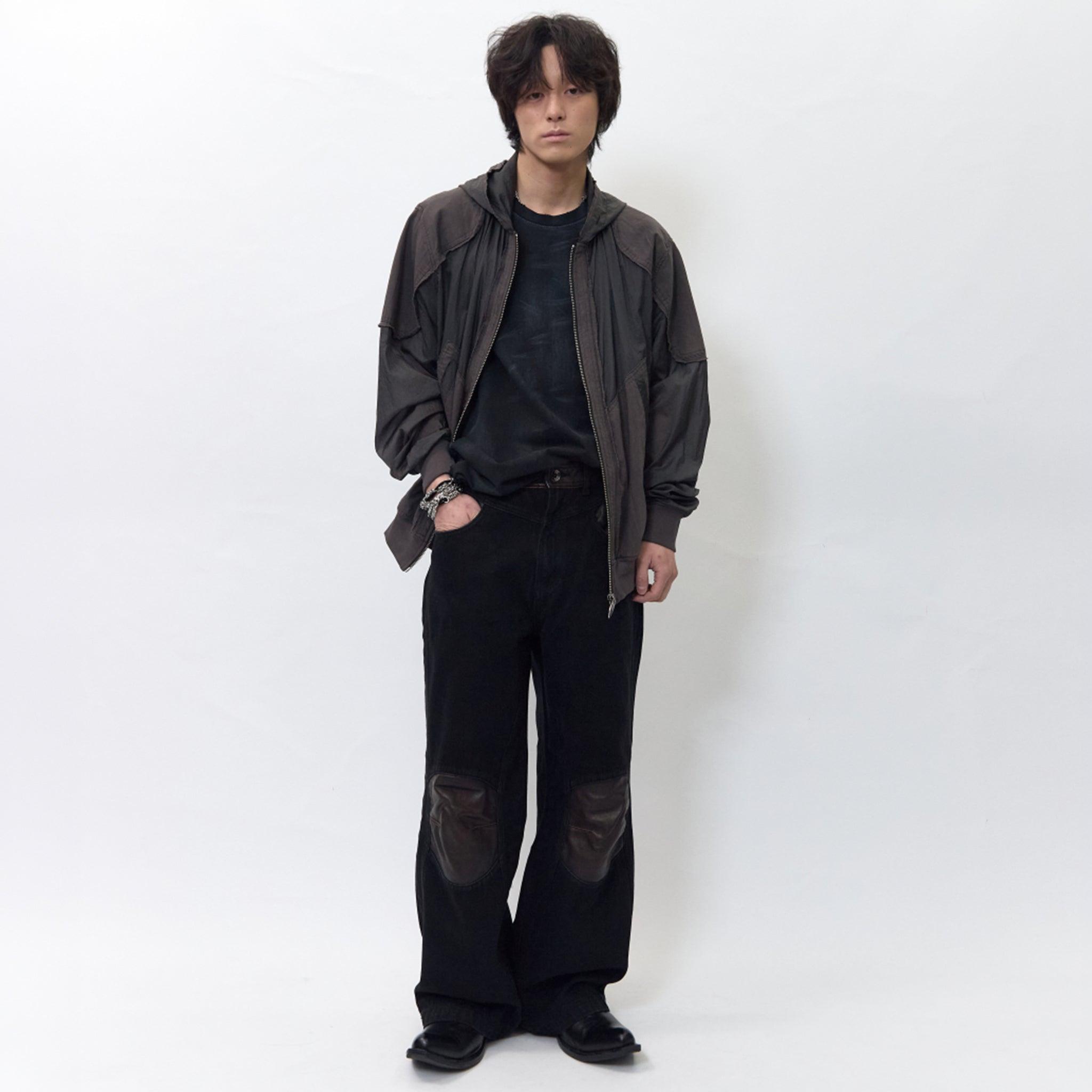 Raw-Edged Sheer Hoodie Jacket