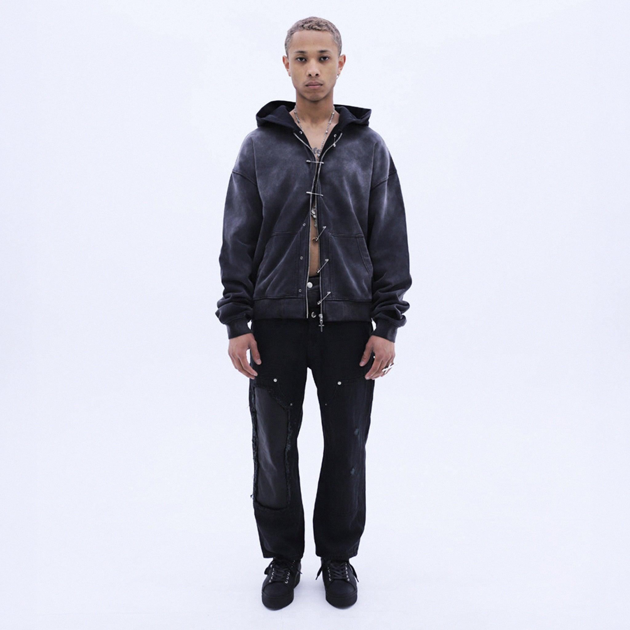 Last Nest ジップアップパーカー LAST NEST(ラストネスト)商品ページ - Saefty Pin Washed Zip Hoodie