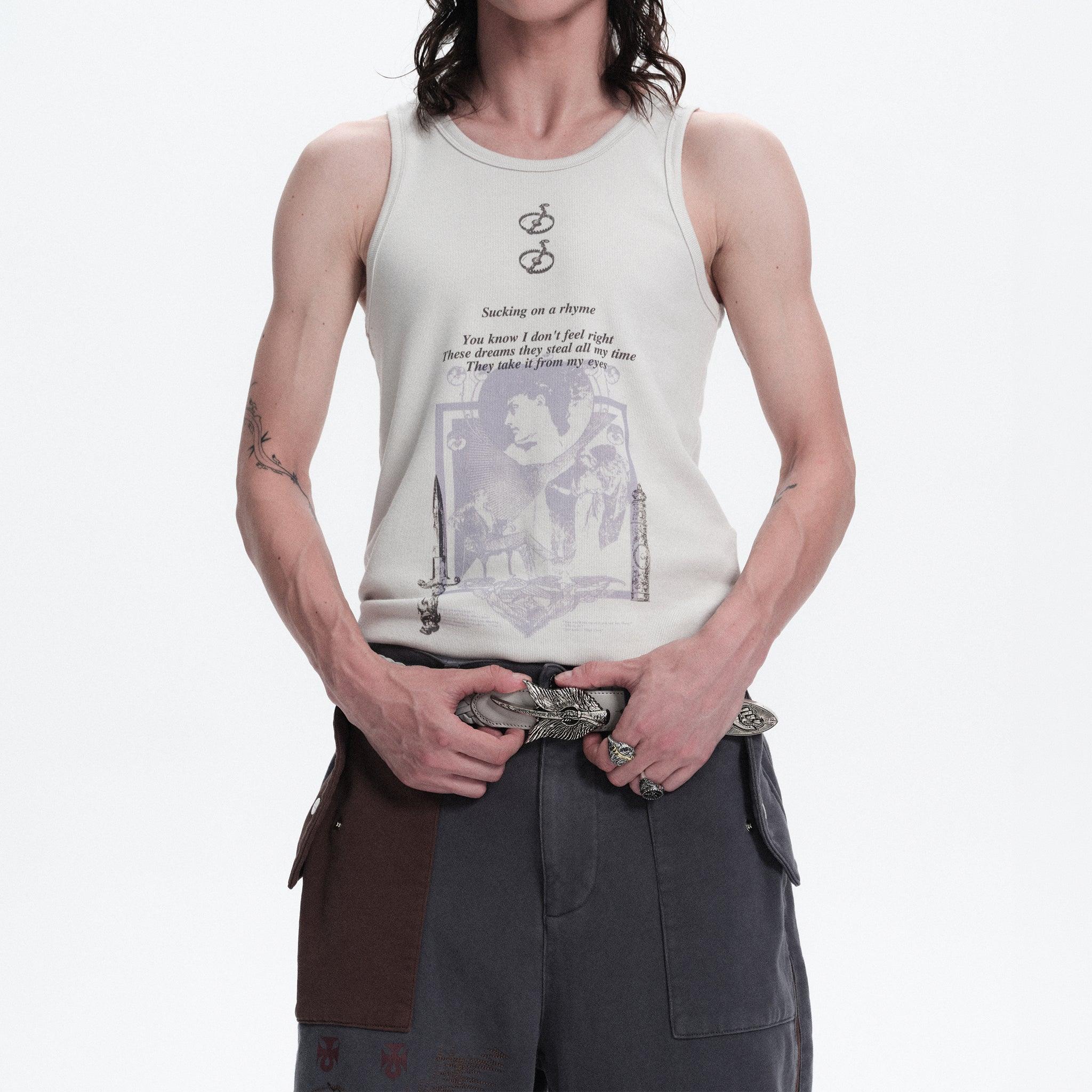 Graphic Ribbed Tank Top