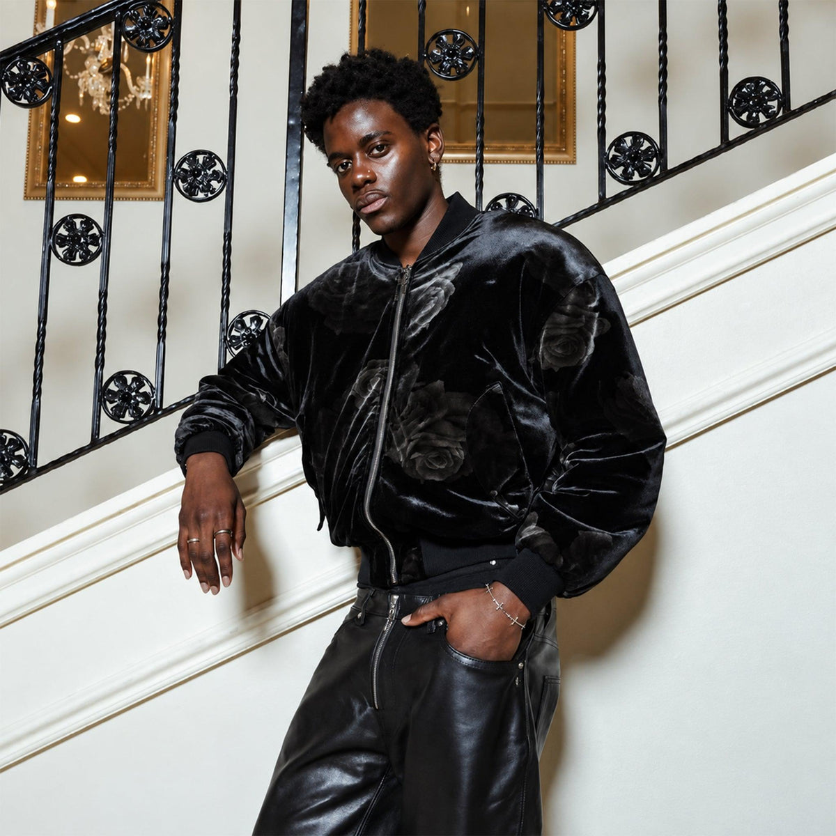 Rose Velvet Bomber Jacket