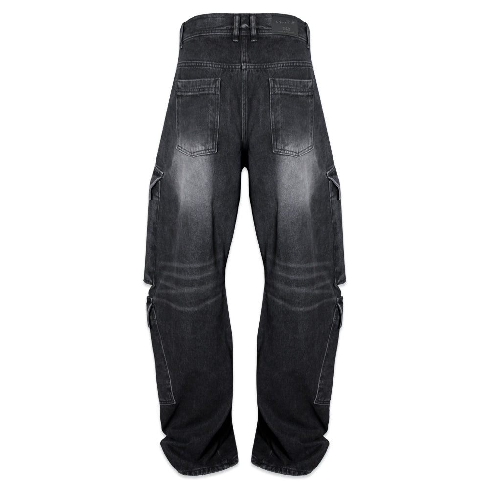Curved Quad Cargo Washing Denim Pants