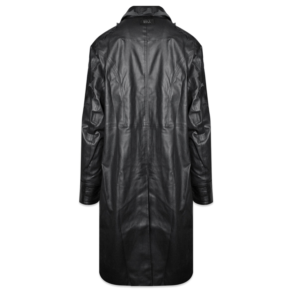 Lambskin Coated Denim Mixed Long Coat