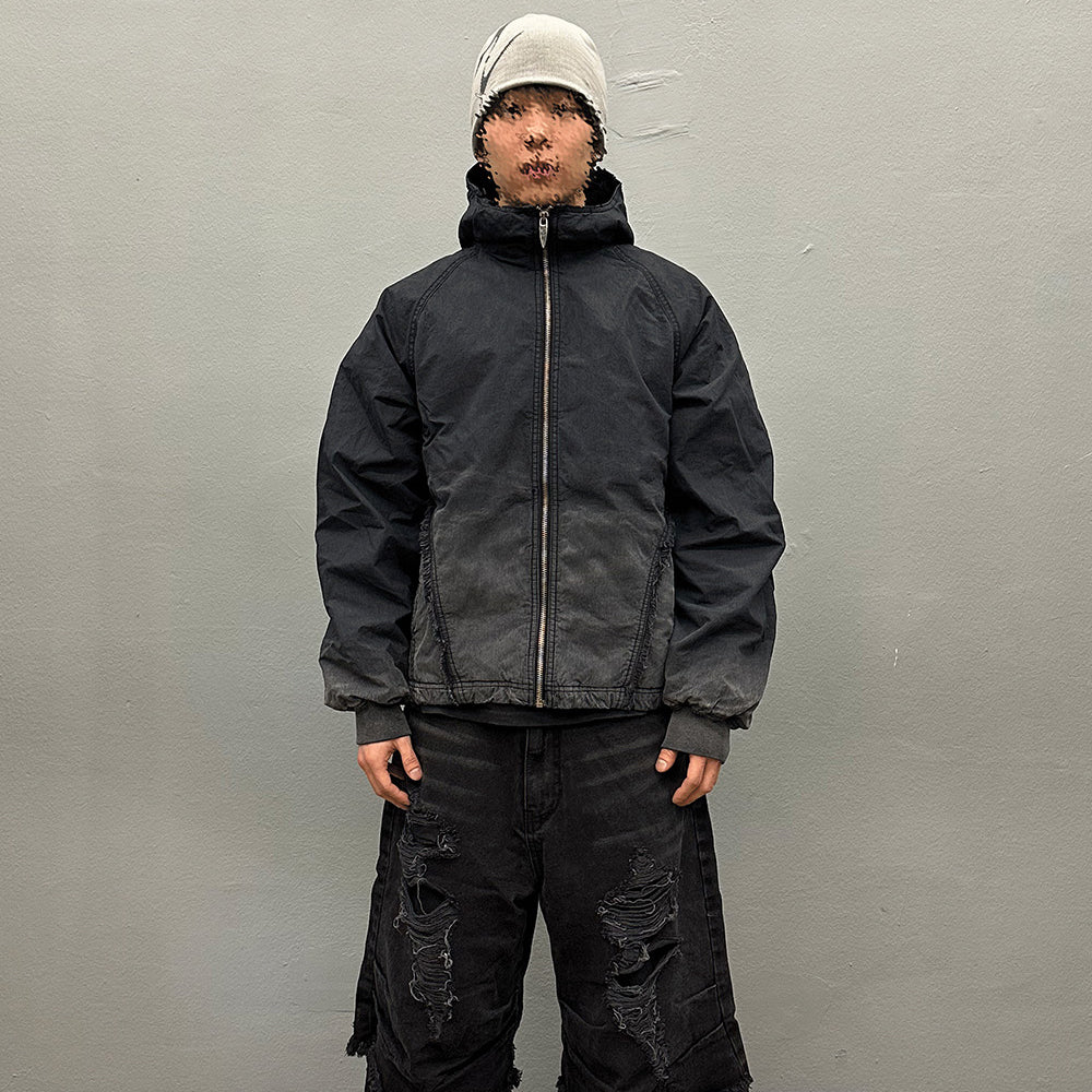 Destroyed Gradation Washing Puffer Jacket