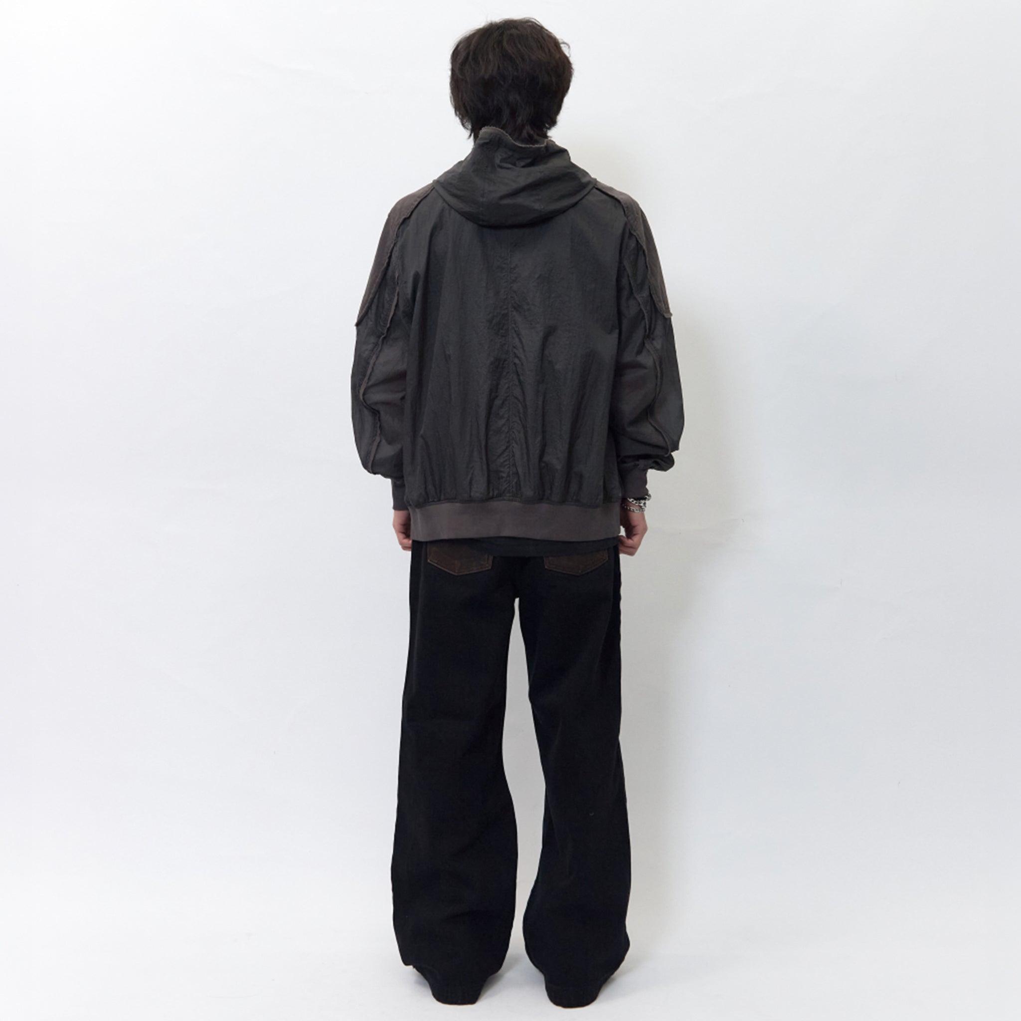 Raw-Edged Sheer Hoodie Jacket