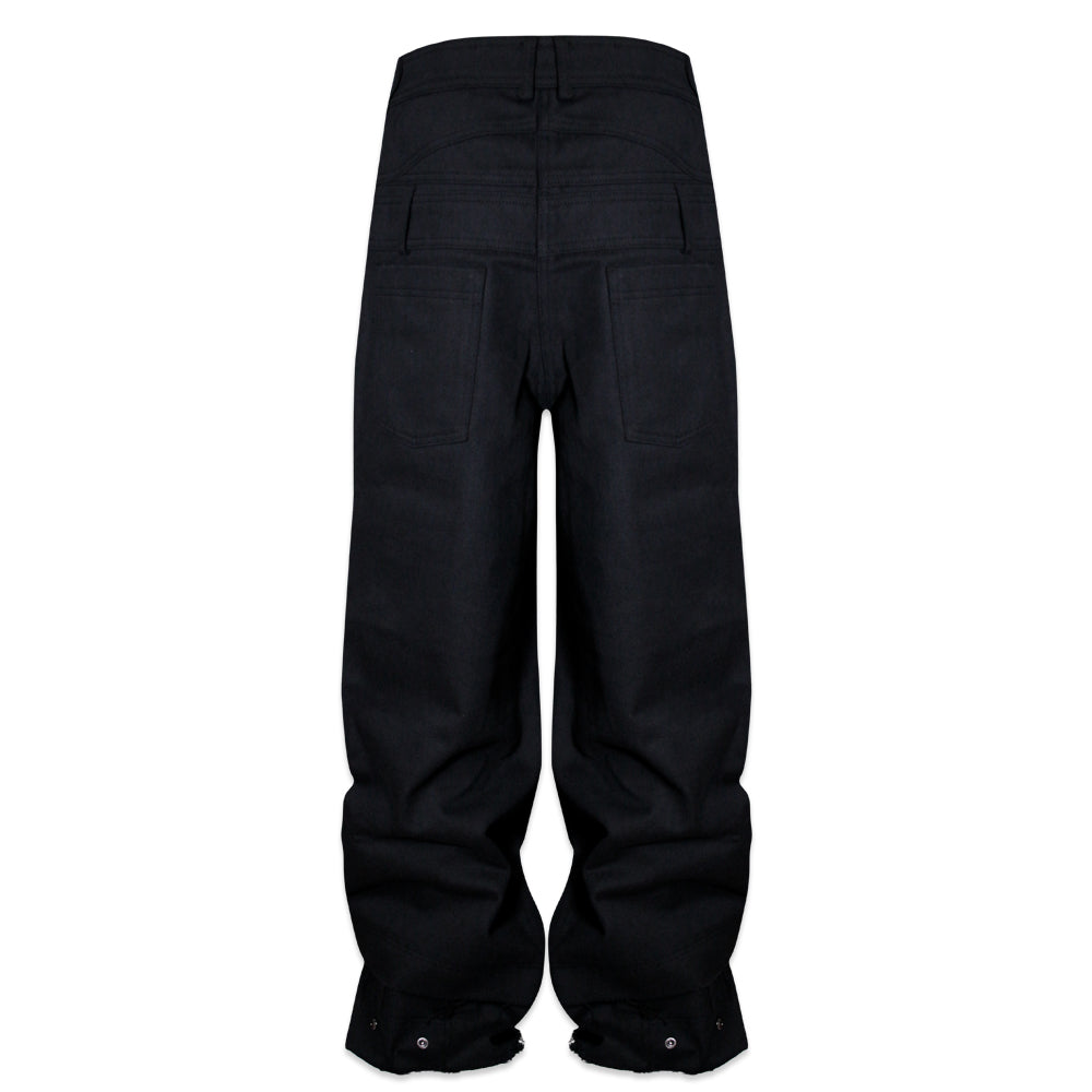 Stucked Belt Low Density Cotton and Raw-edged Pants