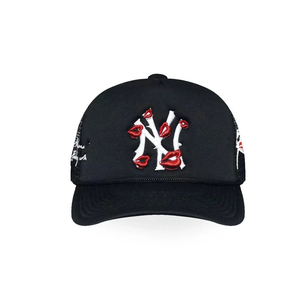 LA ROPA Product Page - NY Is Kissing Me Trucker Hat - Black - VENTURER