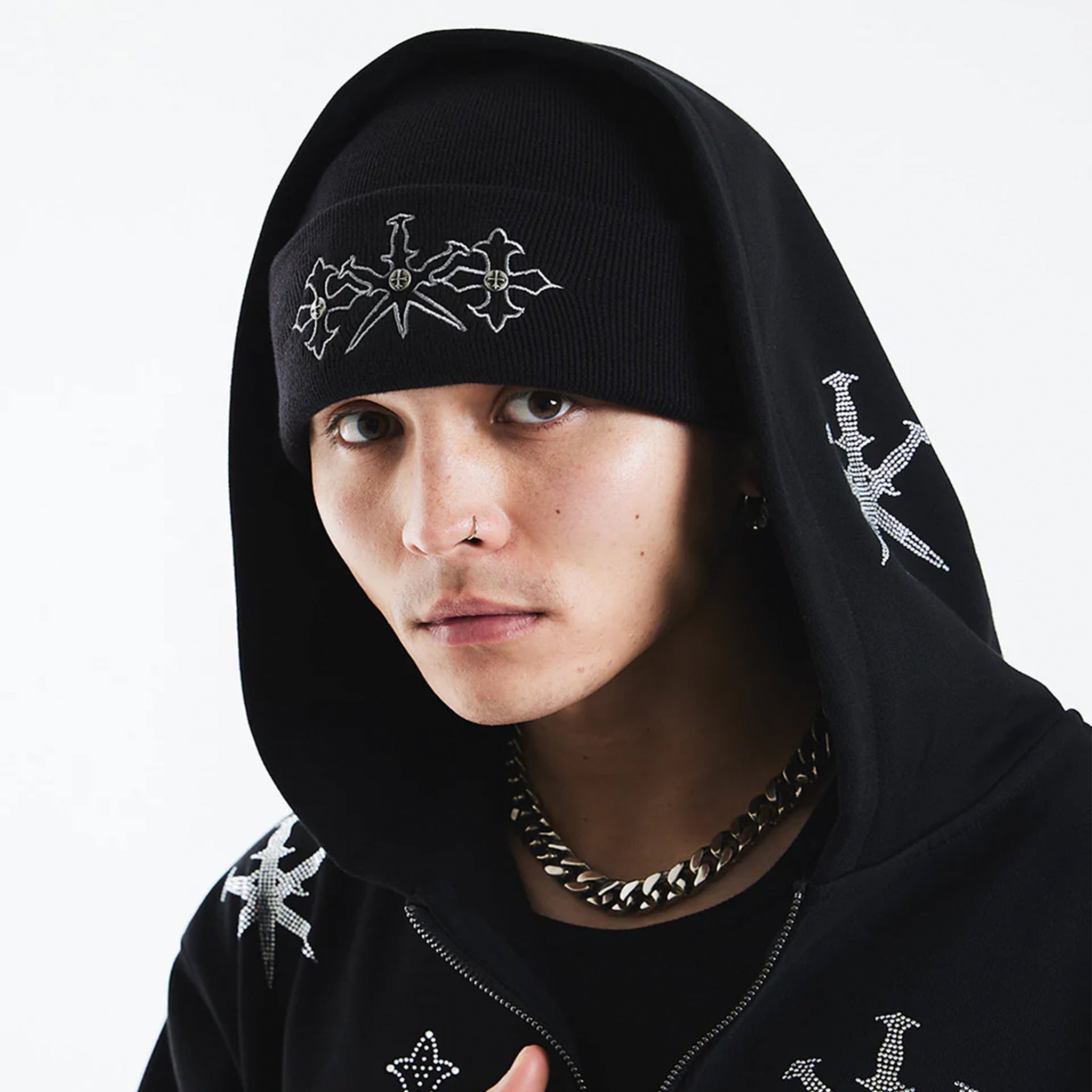 Dagger Cross Embroidery Beanie