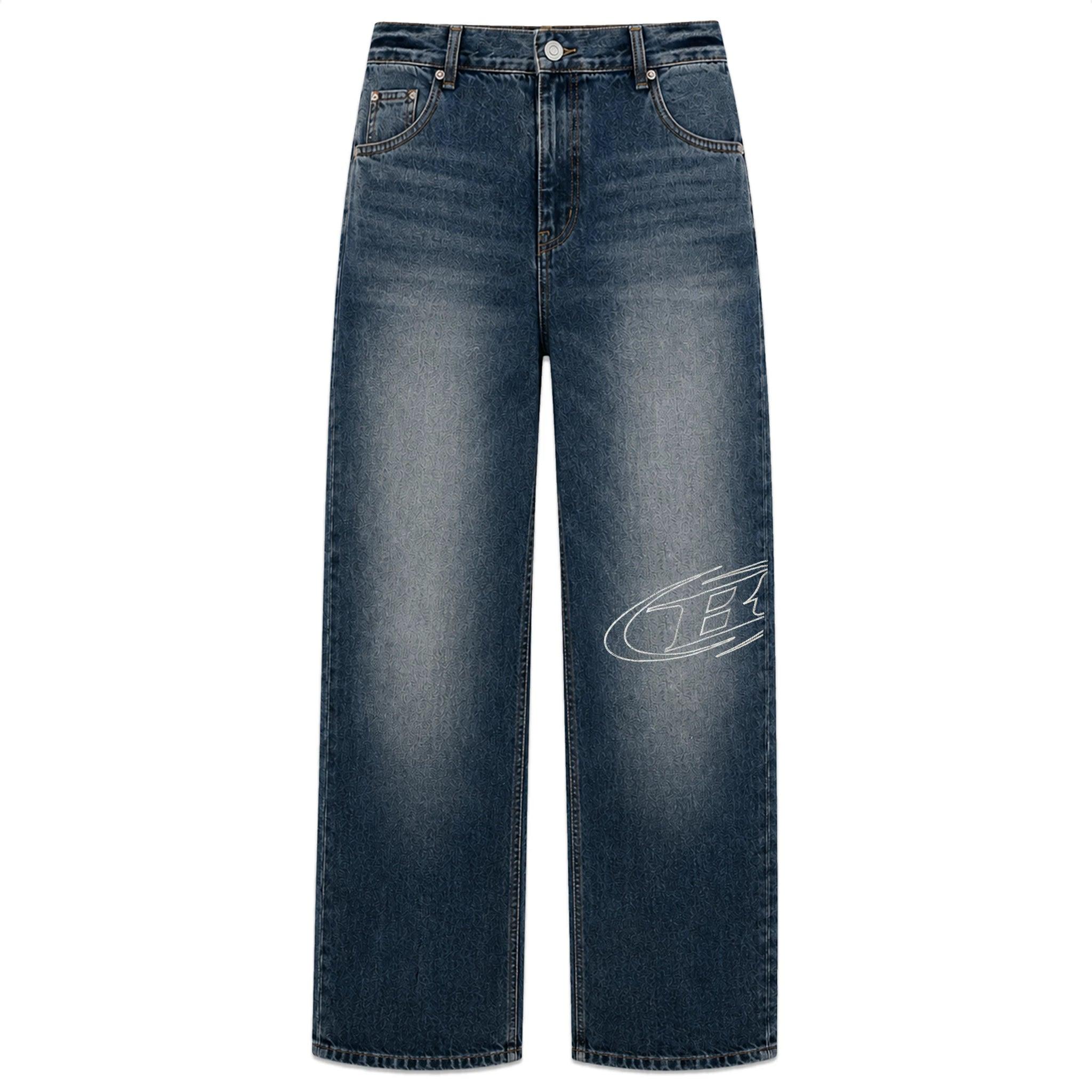 Stroke B Washed Wide Denim Pants