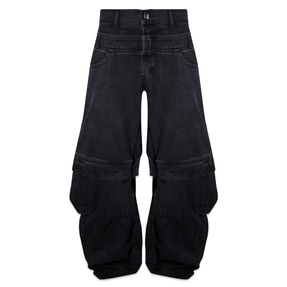 Divided Curved Line Double Buckle Pants
