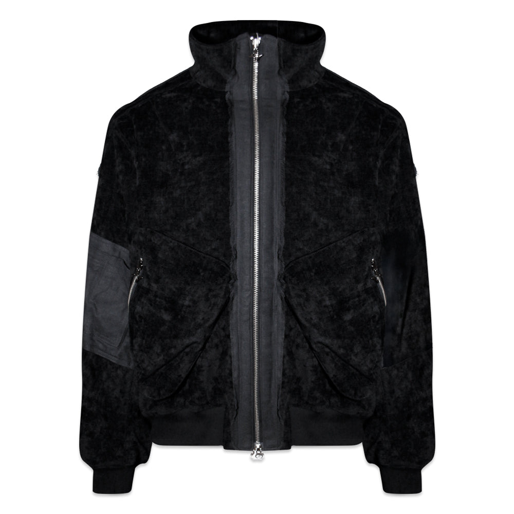Velvet Cotton Big Pocket Bomber Jacket