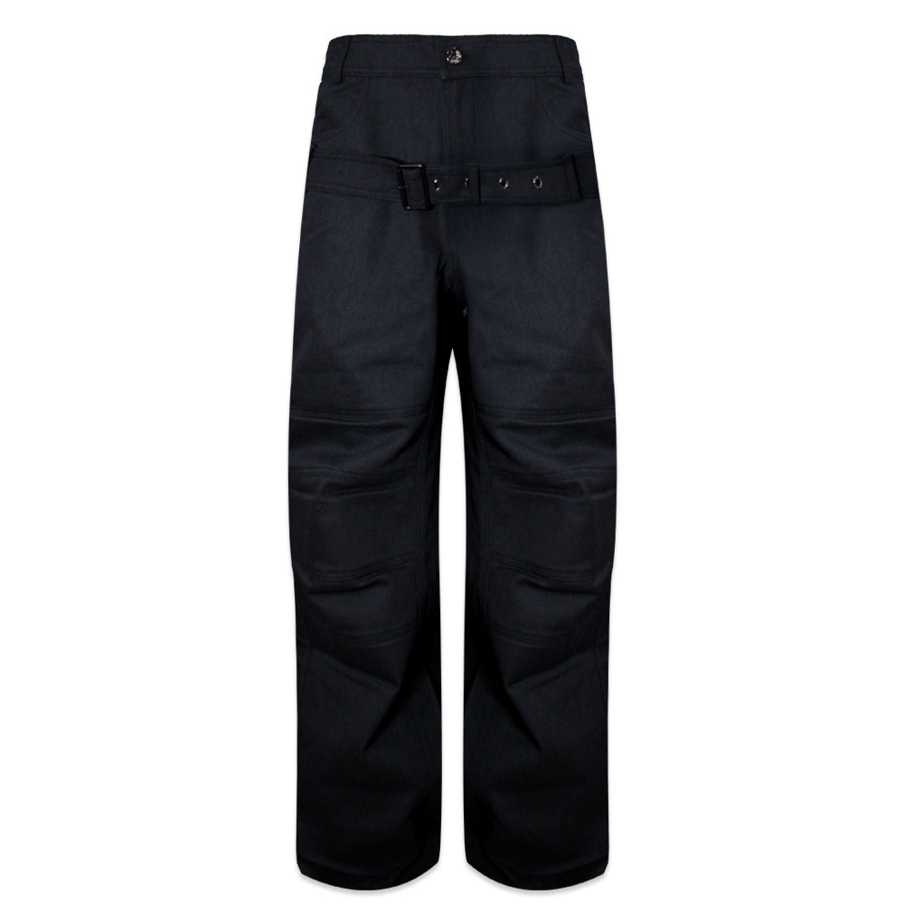 Stucked Belt Low Density Cotton and Raw-edged Pants