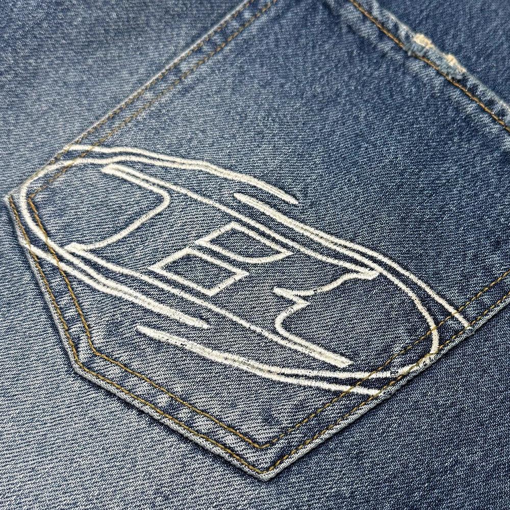 Stroke B Washed Wide Denim Pants