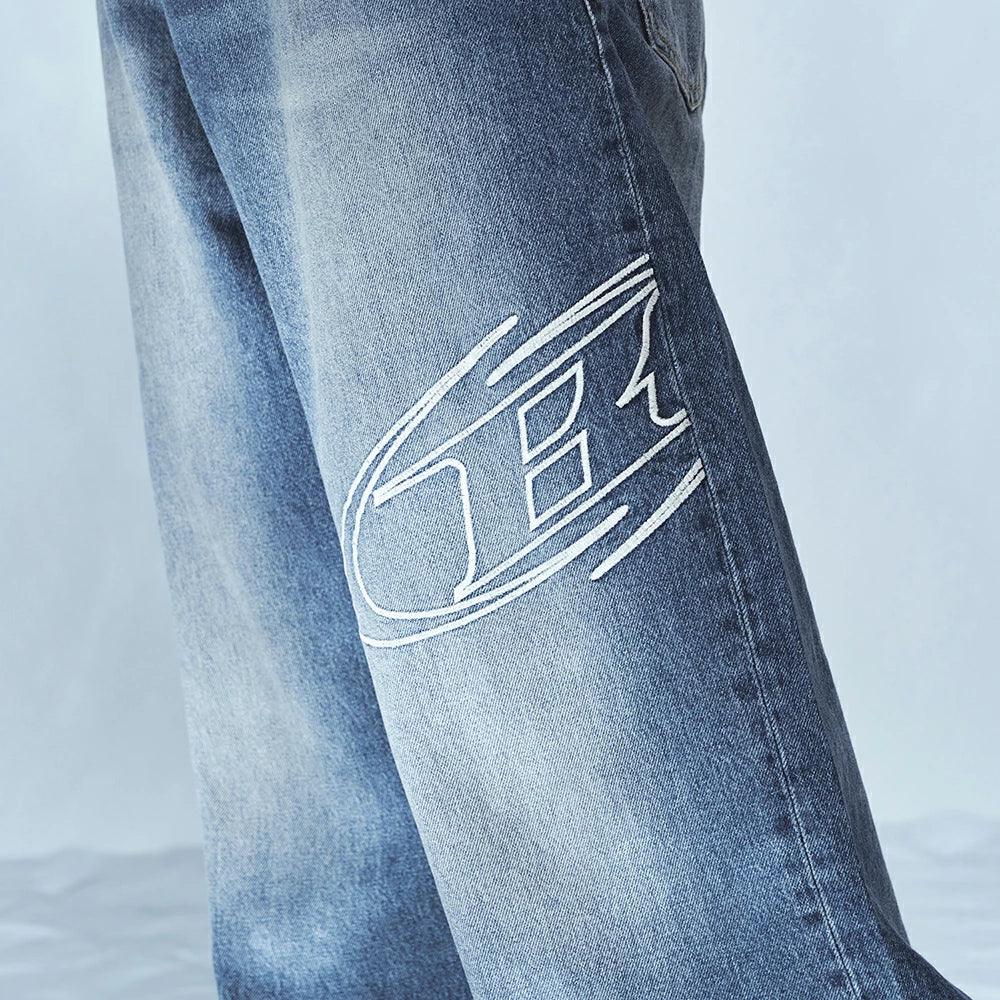Stroke B Washed Wide Denim Pants