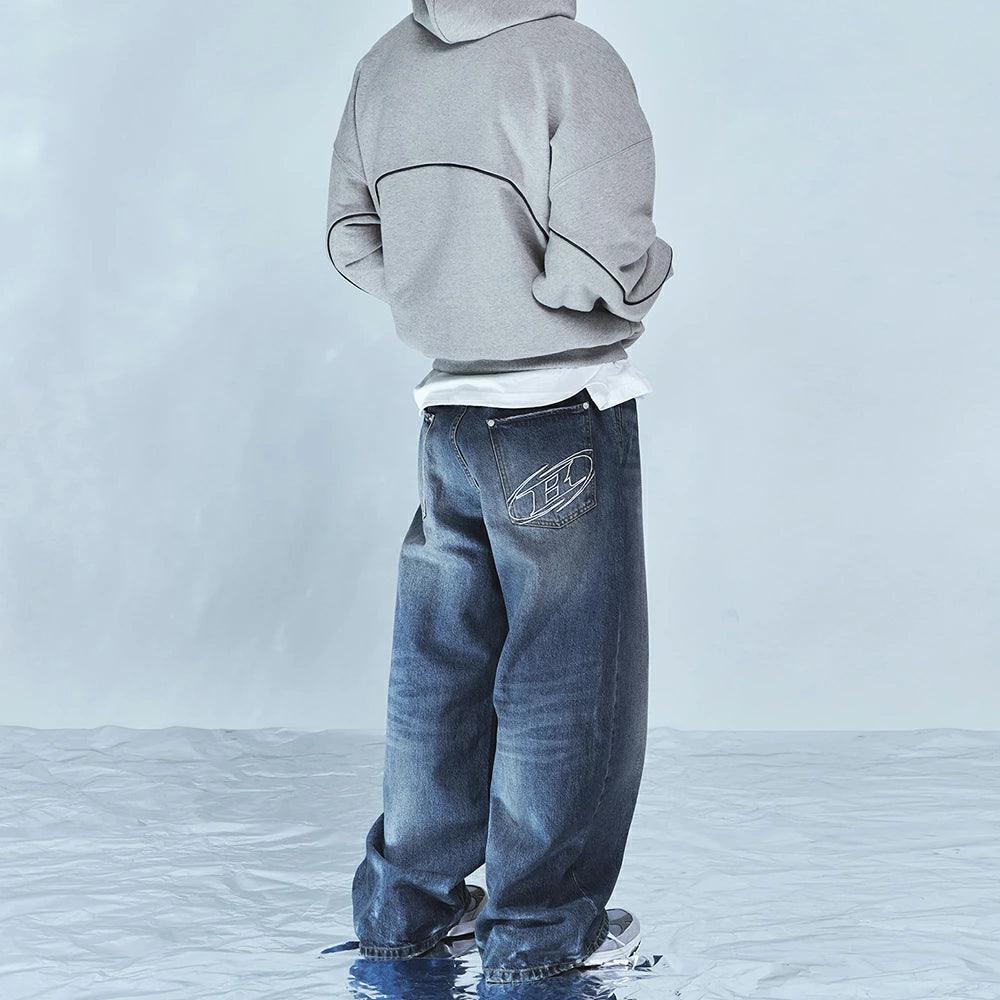 Stroke B Washed Wide Denim Pants