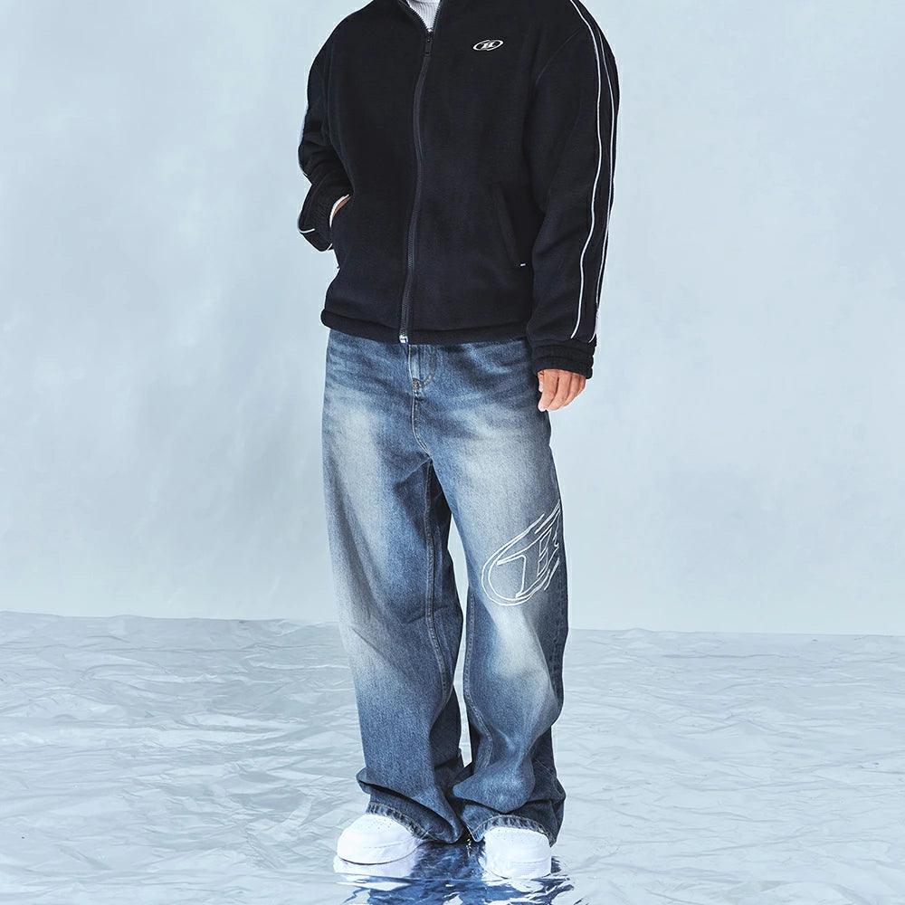 Stroke B Washed Wide Denim Pants