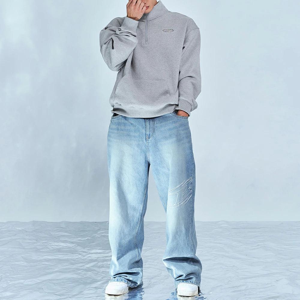 Stroke B Washed Wide Denim Pants