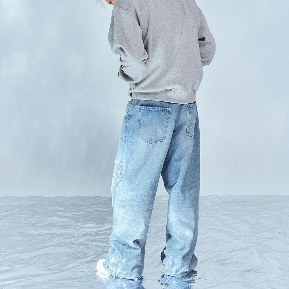 Stroke B Washed Wide Denim Pants