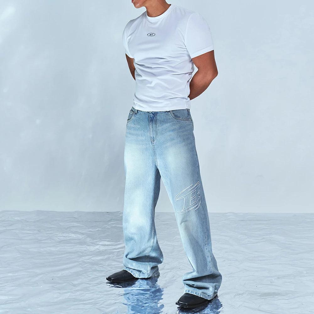 Stroke B Washed Wide Denim Pants