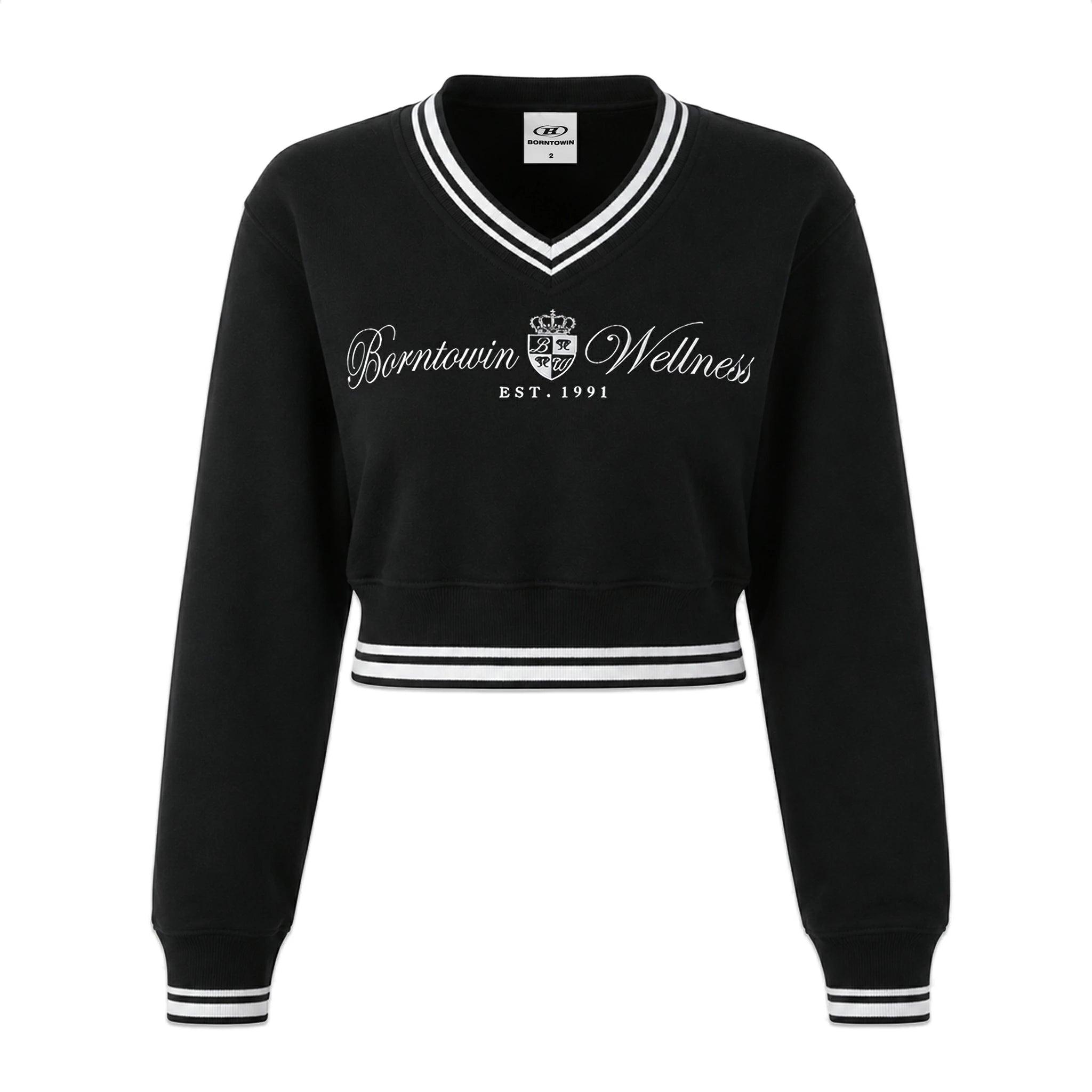 W Wellness V-Neck Crop Sweatshirts