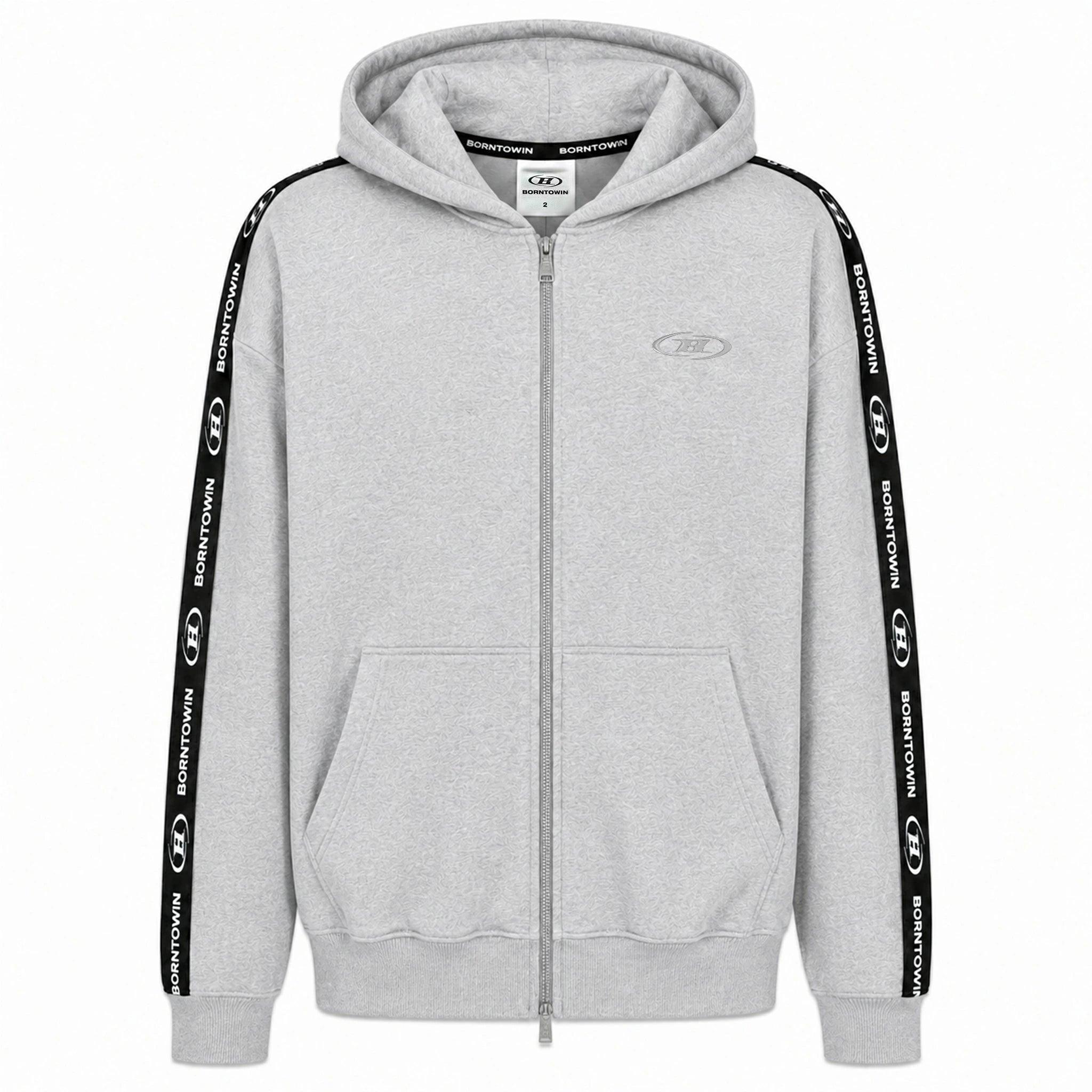 Big Chrome B Black Line Zip Up Hoodie