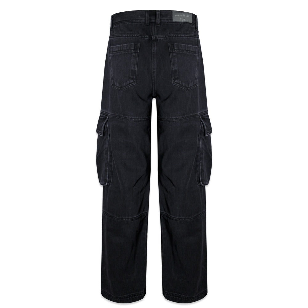 Utility Cargo Washed Denim Pants