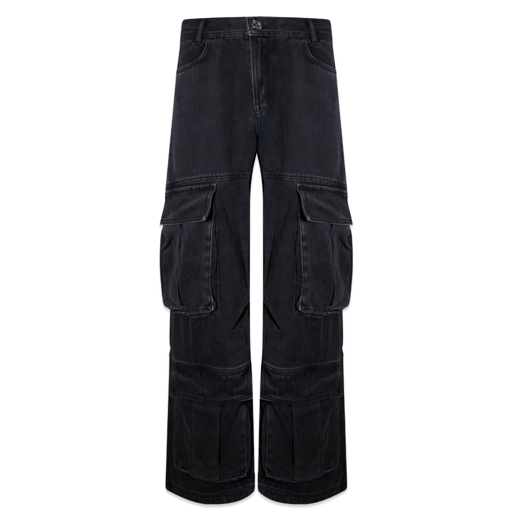 Utility Cargo Washed Denim Pants