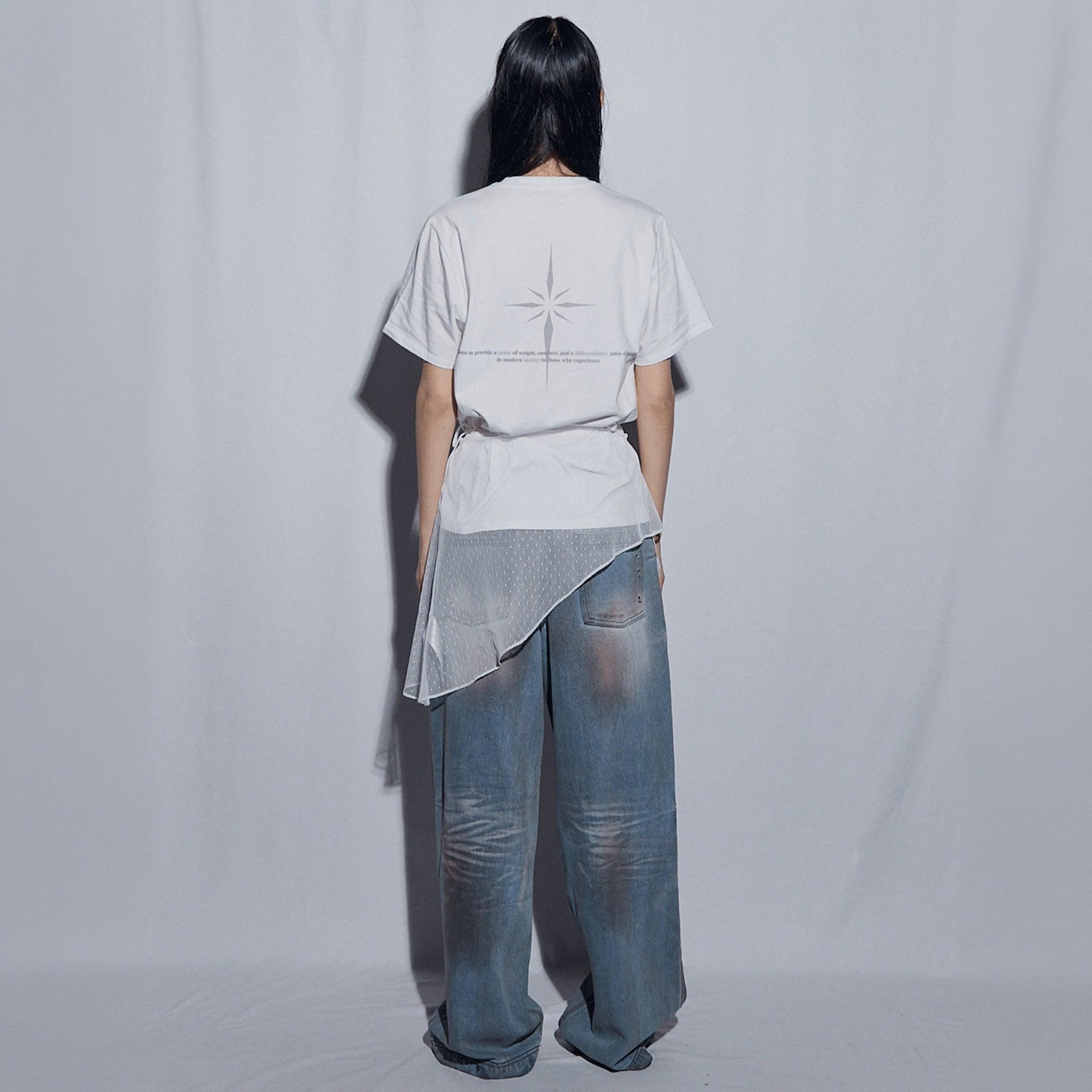Punched Dirty Wide Denim Pants