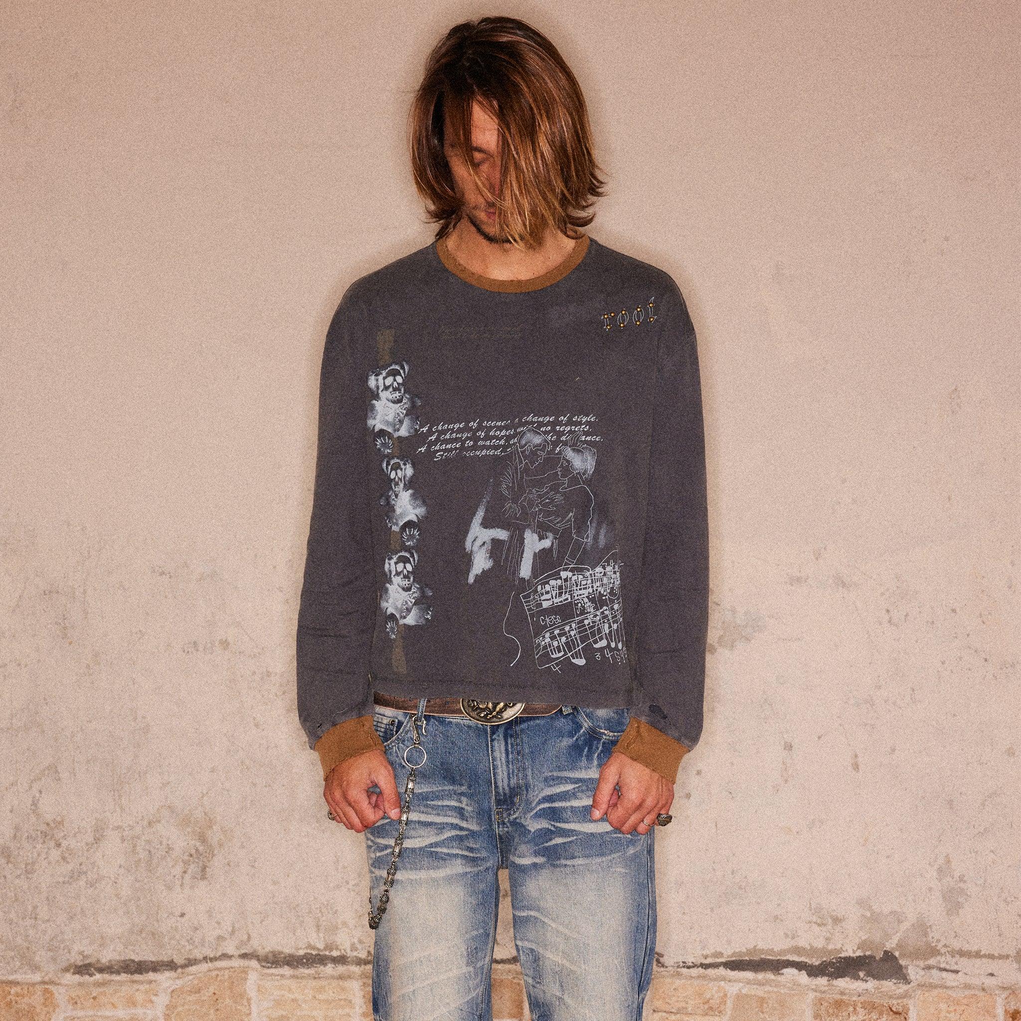 Studded Graphic Long-Sleeve Tee