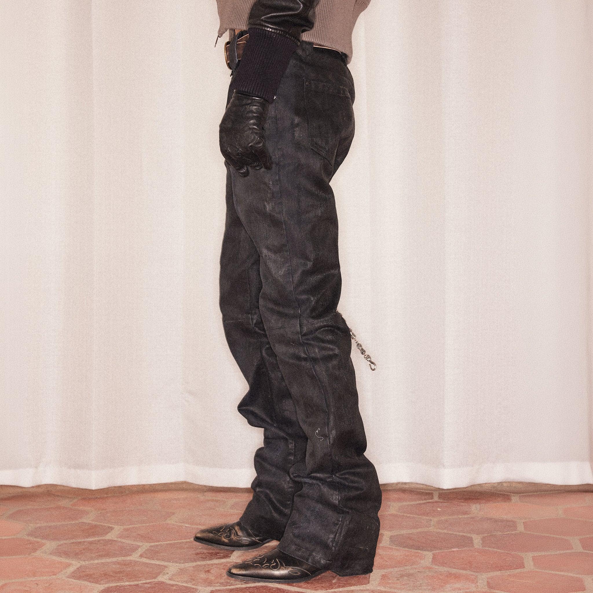 Waxed Flare Denim Trouser