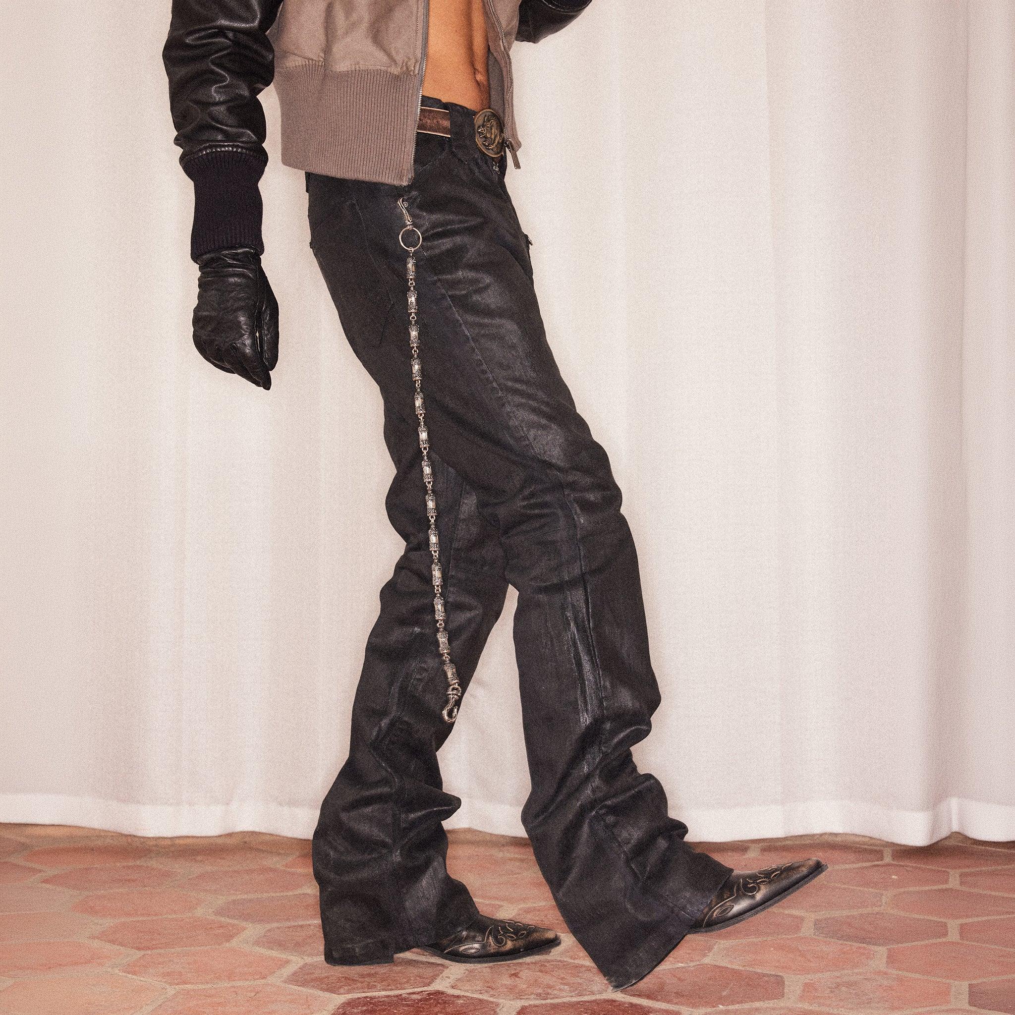 Waxed Flare Denim Trouser
