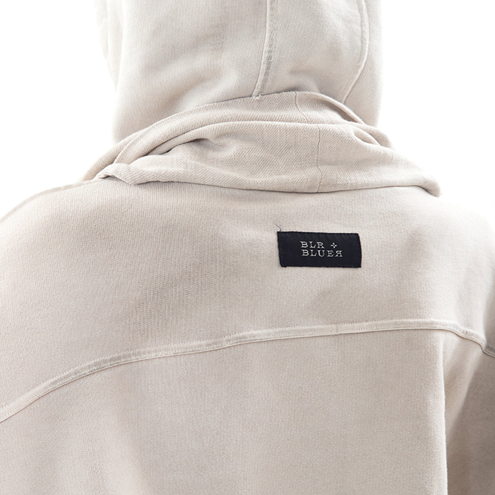 Dyed Raw-edged Hoodie with Linen Muffler