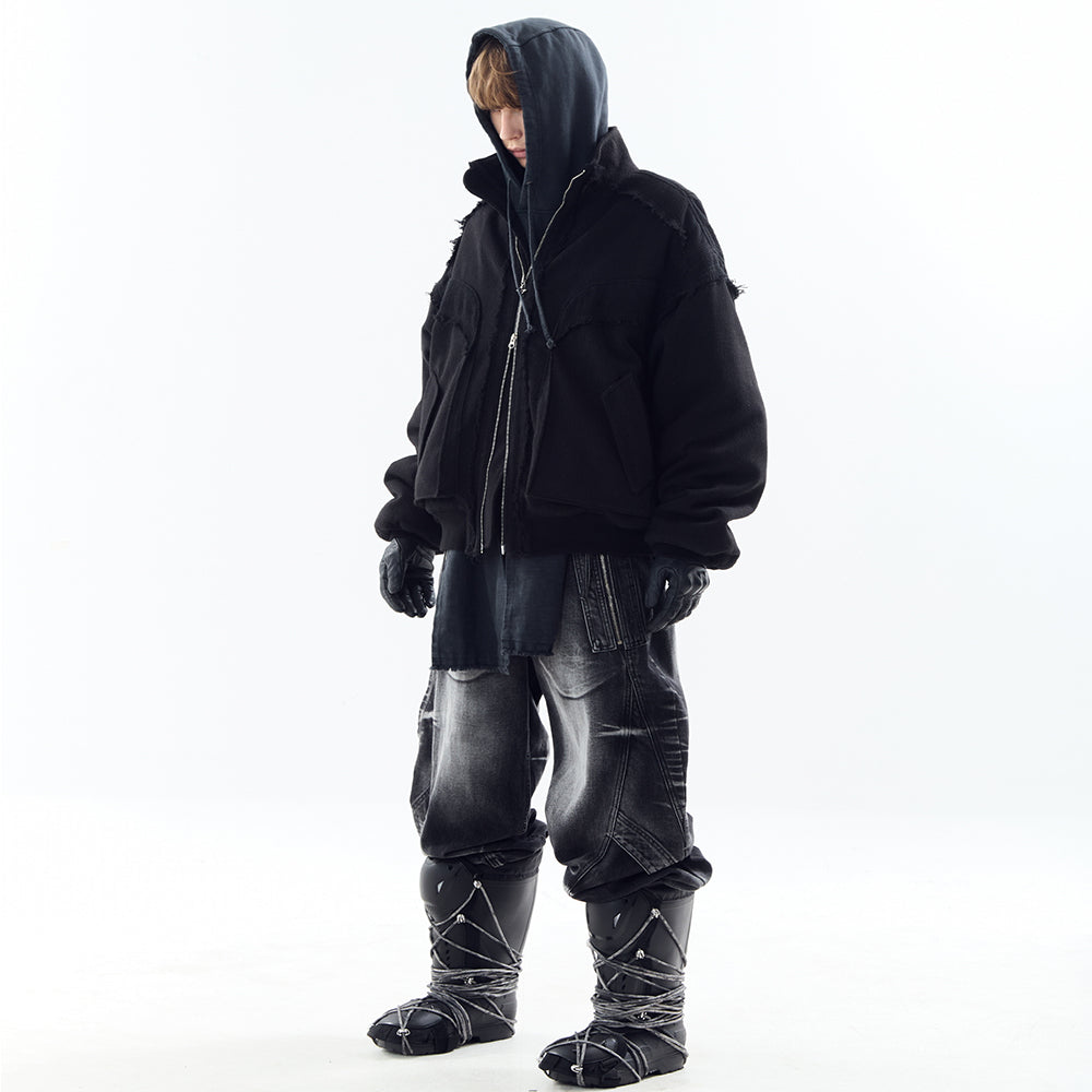 Heavy Texture Wool Linen Puffer Jacket