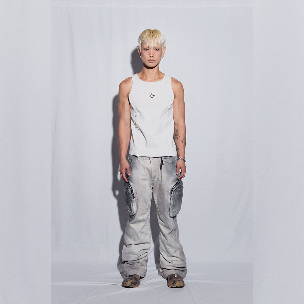 Double Pocket Hand Washing Flare Pants