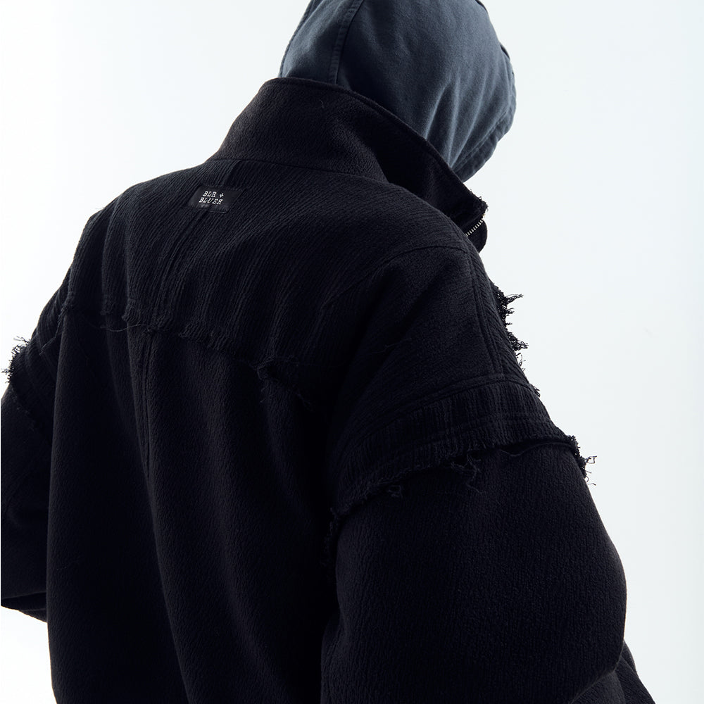 Heavy Texture Wool Linen Puffer Jacket