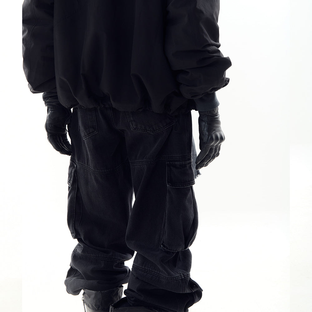 Utility Cargo Washed Denim Pants