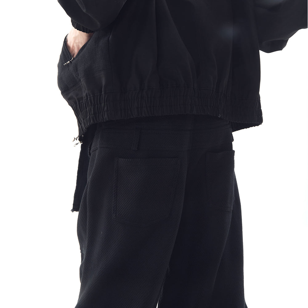 Stucked Belt Low Density Cotton and Raw-edged Pants