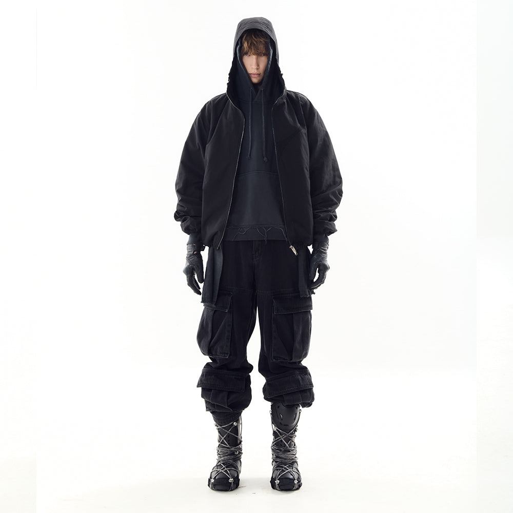 Utility Cargo Washed Denim Pants